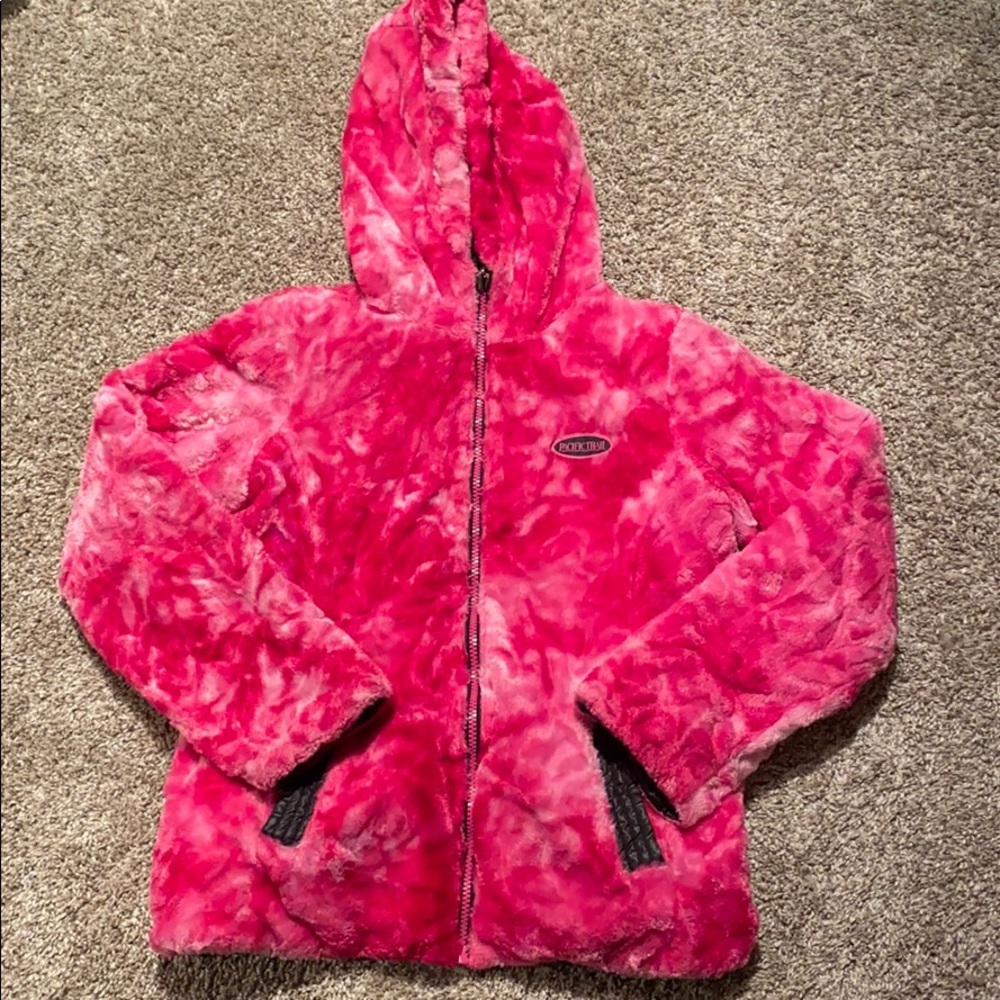 Pacific Trail Kids hot pink fuzzy coat jacket